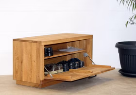 Schuhschrank niedrige höhe mit klapptür WINDSOR 99x50x40cm Eiche massiv Natur geölt Casa de mobila Goslar