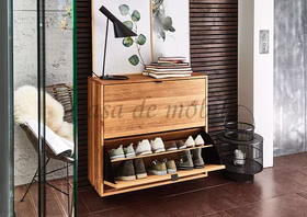 Schuhschrank hängend, 2 Klappen WALKIN 90x81x33cm eiche massiv geölt Casa de mobila Goslar