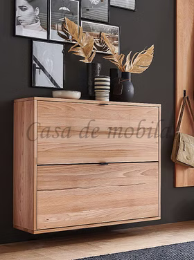 Massivholz Schuhkommode hängend mit 2 Klappen WALK IN 90x81x33cm Kernbuche massiv geölt casa de mobila Goslar