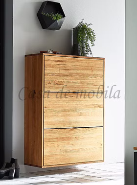 Hängende Schuhkommode 3 Klappen WALKIN 90x120x33cm Wildeiche massiv geölt Casa de mobila Goslar