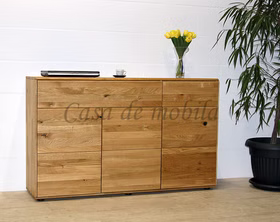 Anrichte grifflos 3 türig OKER 149x89x40cm Wildeiche massiv natur geölt Casa de mobila Goslar
