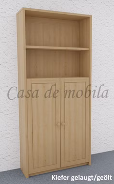 Massivholz Standregal mit holztüren HT3 CONTRA 89x199x33cm Kiefer massiv gelaugt geölt Casa de mobila Goslar