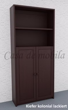 Massivholz Bücherregal mit holztüren HT3 CONTRA 89x199x33cm Kiefer massiv dunkelbraun kolonial Casa de mobila Goslar