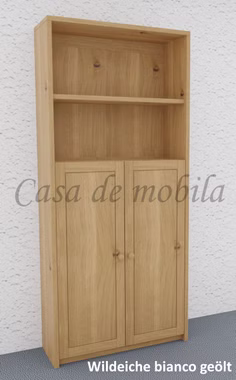 Massivholz Standregal mit holztüren HT3 CONTRA 89x199x33cm Wildeiche massiv weiß bianco geölt Casa de mobila Goslar