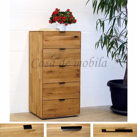 Massivholz Schubladenkommode schmal Winkelgriff 6 Mercur 50x103x45cm Wildeiche massiv natur geölt Casa de mobila Goslar