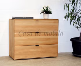 Massivholz Wäschekommode mit 3 schubladen Mercur 100x84x45cm buche massiv natur geölt Casa de mobila Goslar