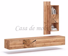 Wohnwand 220x180x40cm 2-teilig HARZ Hirnholz Wildeiche geölt Massivholz Anbauwand 2teilig 220x180x40cm HARZ Eiche massiv mit Stirnholz Casa de mobila Goslar
