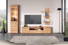 Massivholz TV-Kommode breit 2 Türen 200x47x40cm GOSE Wildeiche massiv natur geölt Casa de mobila Goslar