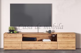 Massivholz TV-Lowboard breit 2 Türen 200x47x40cm GOSE Wildeiche massiv natur geölt Casa de mobila Goslar