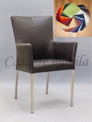 Armlehnstuhl Leder braun Salma2 Carega Metallbeine 1 Armlehnstuhl dunkelbraun mit Metallbeinen mit Farbmuster