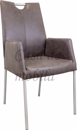 Armlehnstuhl Leder braun Emma2 Carega Metallbeine 1 Armlehnstuhl butella braun mit Metallbeinen mit Farbmuster