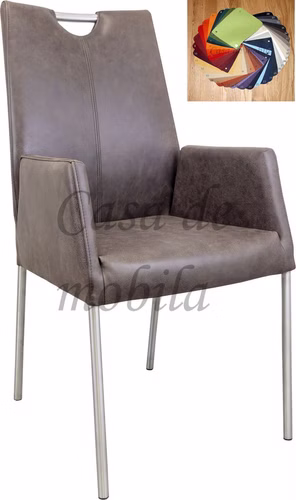 Armlehnstuhl Leder braun Emma2 Carega Metallbeine 1 Armlehnstuhl butella braun mit Metallbeinen mit Farbmuster