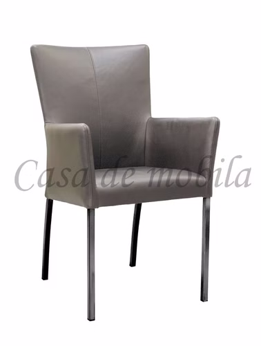 Armlehnstuhl Leder braun Salma2 Carega Metallbeine schwarz 1 Armlehnstuhl dunkelbraun mit Metallbeinen schwarz mit Farbmuster