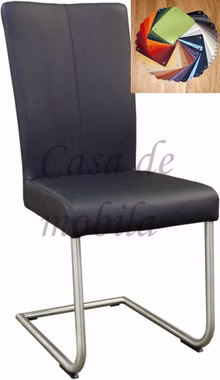 Freischwinger Polsterstuhl mit Metallgestell DIANA3 Lederpolster schwarz