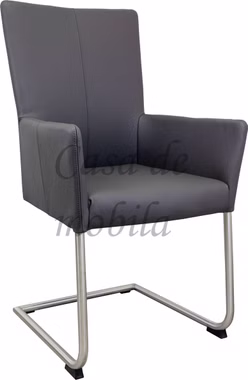 Schwingstuhl mit Armlehnen DIANA4 59x100x60cm Lederbezug Toledo Metallgestell Carega Design 2 Schwingsessel mit Lederbezug in schwarz und Metallgestell