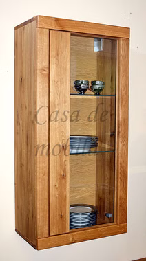 Hängevitrine links HORIZONT 58x122x35cm Wildeiche massiv natur geölt Casa de mobila Goslar