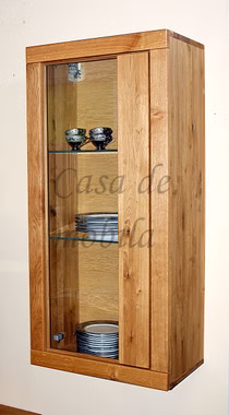 Hängevitrine rechts HORIZONT 58x122x35cm Wildeiche massiv natur geölt Casa de mobila Goslar