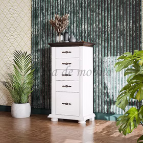 Flurkommode mit 5 Schubladen 55x106x37cm MONA Fichte weiß nußbaumfarben Massivholz Kommode mit Schubladen 55x106x37cm Fichte massiv weiß nußbaumfarben lackiert Sild-Griff Casa de mobila Goslar