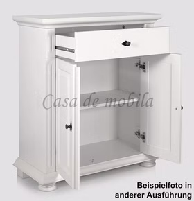 Anrichte 2türig 78x92x37cm MONA Fichte weiß nussbaumfarben Kommode 2türig MONA innen 78x92x37cm Fichte massiv weiß lackiert Sild-Griff Casa de mobila Goslar