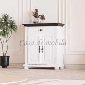 Anrichte 2türig 78x92x37cm MONA Fichte weiß nussbaumfarben Flurkommode 2türig MONA 78x92x37cm Fichte massiv weiß nussbaumfarben lackiert Sild-Griff Casa de mobila Goslar