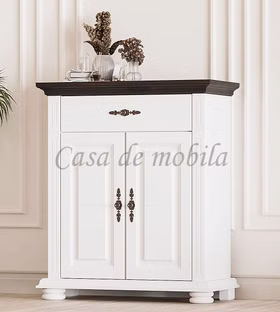 Anrichte 2türig 78x92x37cm MONA Fichte weiß nussbaumfarben Anrichte 2türig MONA 78x92x37cm Fichte massiv weiß nussbaumfarben lackiert Sild-Griff Casa de mobila Goslar