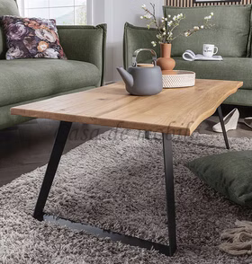 Couchtisch Metallbeine 110x40x60cm OAKLAND Wildeiche geölt Couchtisch mit baumkante CHARLIE 110x40x60cm Wildeiche massiv natur geölt mit schwarzen Metallkufen Casa de mobila Goslar