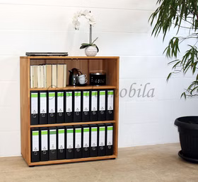 Büroregal MIDO mit 3 Fächer 90x100x32cm Kernbuche massiv natur geölt Casa de mobila Goslar