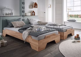 betten stapelbar 2er set 90x200x30cm DENVER Buche massiv geölt Casa de mobila Goslar