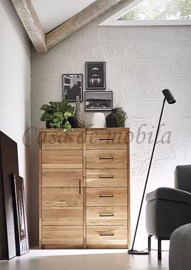 Hochkommode CONTRA 92x123x33cm Wildeiche massiv natur geölt Hochkommode CONTRA 92x123x33cm Wildeiche massiv natur geölt