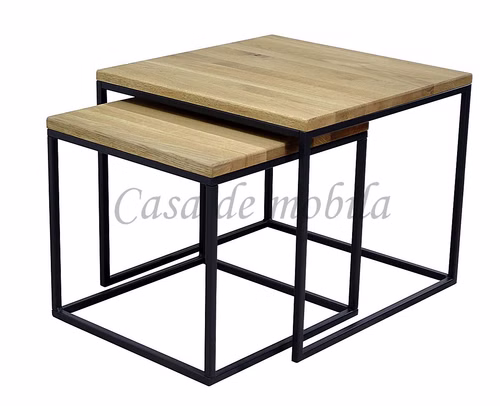 Beistelltisch 2er Set 60x45x60cm/55x40x55cm OAKLAND Wildeiche geölt