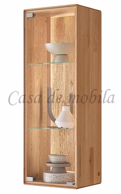 Hängeschrank HERZBERG 38x105x30cm Wildeiche massiv geölt sandgestrahlt beleuchtet Casa de mobila Goslar