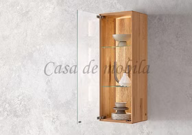 hängeschrank mit glastür HERZBERG 38x105x30cm Asteiche massiv geölt sandgestrahlt beleuchtet Casa de mobila Goslar