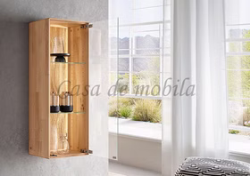 hängevitrine HERZBERG 38x105x30cm Wildeiche massiv geölt sandgestrahlt beleuchtet Casa de mobila Goslar