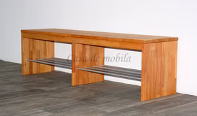 Bank mit Schuhablagen 160x45x40cm GOMMA Kernbuche massiv geölt Sitzbank mit 2 Schuhregal GOMMA 160x45x40cm Kernbuche massiv geölt Casa de mobila Goslar