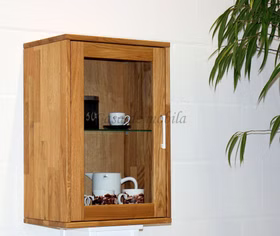 Hängeschrank mit glastür MIDO 46x68x32cm wildeiche massiv natur geölt Casa de mobila Goslar