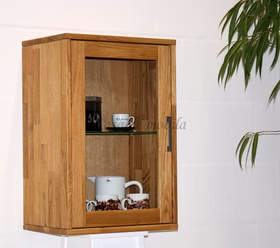 Hängende küchenschrank mit glastür MIDO 46x68x32cm wildeiche massiv natur geölt Casa de mobila Goslar