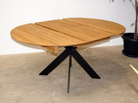 Ausziehtisch rund TISCHSYSTEM 125cm Eiche massiv geölt, Metallgestell schwarz Casa de mobila Goslar