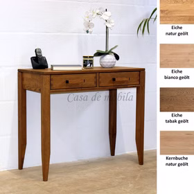 Konsolentisch mit 2 Schubladen MIDO 90x76x40cm Kernubche oder Eiche massiv natur, bianco oder braun tabakfarben geölt Casa de mobila Goslar