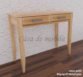 Massivholz Wandtisch Klein mit 2 schubladen MIDO 90x76x40cm Eiche massiv natur geölt Casa de mobila Goslar