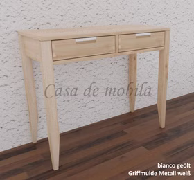 Massivholz Konsolentisch mit 2 schubladen MIDO 134x76x40cm Eiche massiv weiß bianco geölt Casa de mobila Goslar