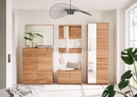 Dielen-kommode hoch 2-türig, abgerundeten Ecken 100x121x40cm Eiche massiv geölt Casa de mobila Goslar