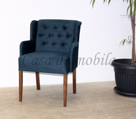 Polsterstuhl 62x90x65cm WIRSBERG Velours dunkelblau, Beine Nussbaum Casa de mobila Goslar