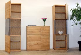 Wohnwand 3 teilig PINOS 229x206x38cm Wildeiche massiv natur geölt casa de mobila Goslar Wohnwand 3 teilig PINOS 229x206x38cm Wildeiche massiv natur geölt casa de mobila Goslar