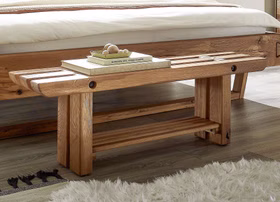 Balken-bank WOODSTOCK 120x41x32cm Wildeiche massiv natur geölt Casa de mobila Goslar