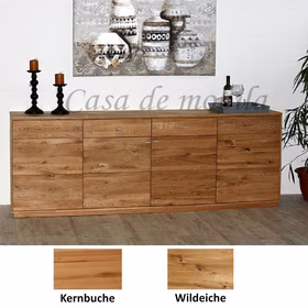 Anrichte 4-türig ALEX breit 216x85x40 cm Massivholz Sideboard 216x85x40cm ALEX Kernbuche, Wildeiche massiv natur lackiert oder geölt
