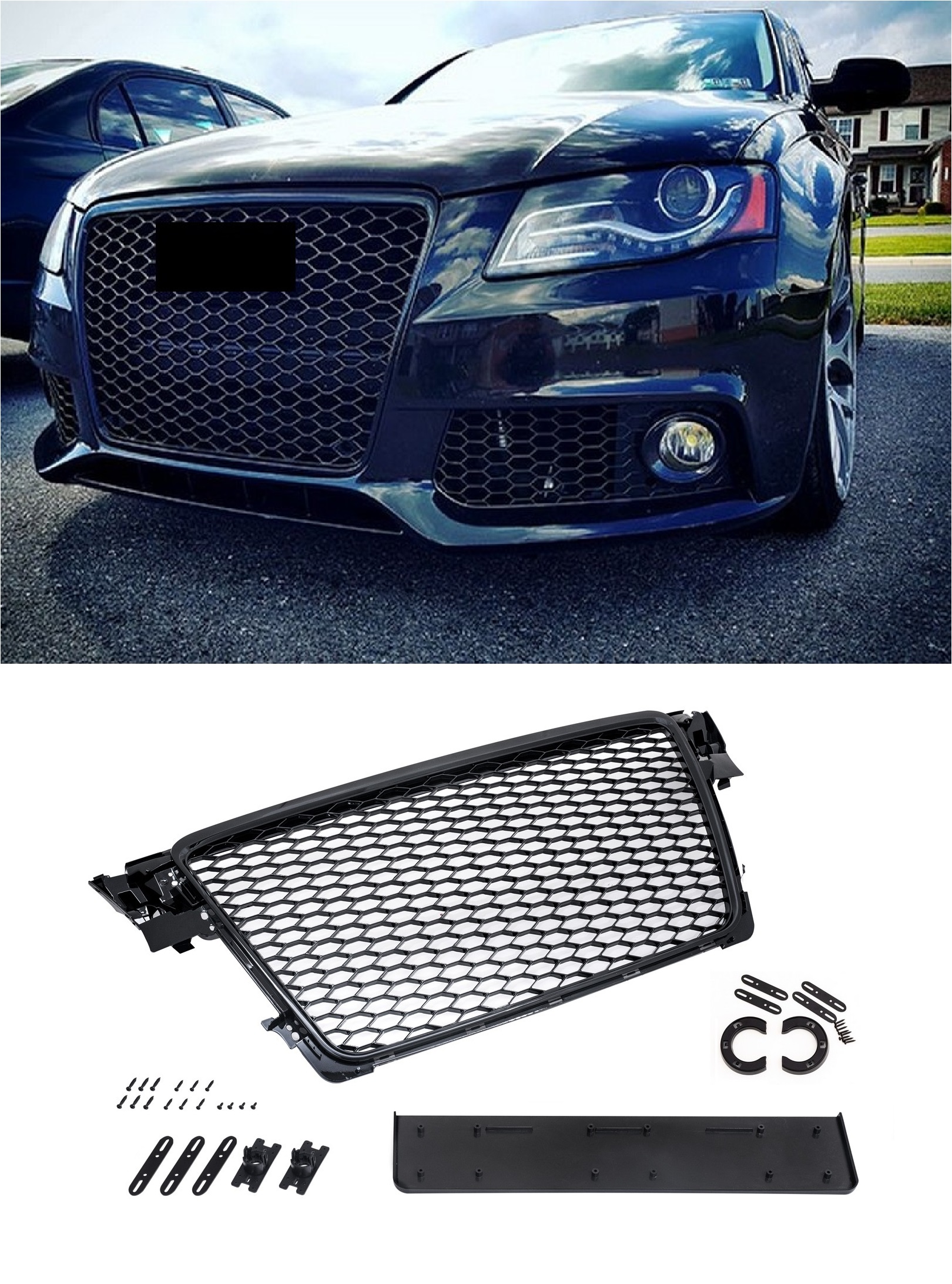 Kühlergrill Wabengrill PDC Front Grill Schwarz Glanz passend...