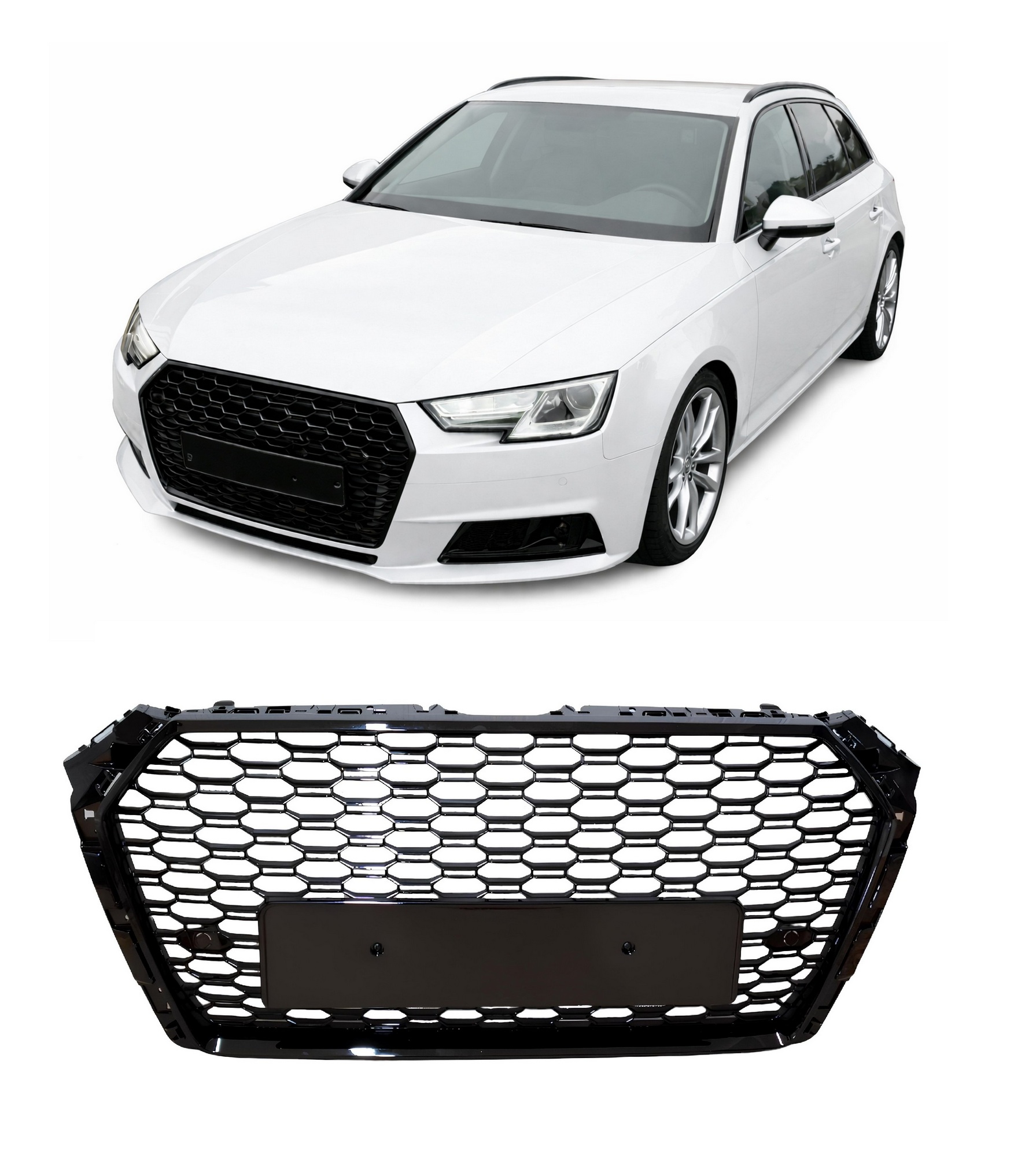 Kühler Grill Wabengrill Front ohne Emblem Schwarz Glanz passend für Audi A4 B9 Kühler Grill Wabengrill Front ohne Emblem Schwarz Glanz passend für Audi A4 B9