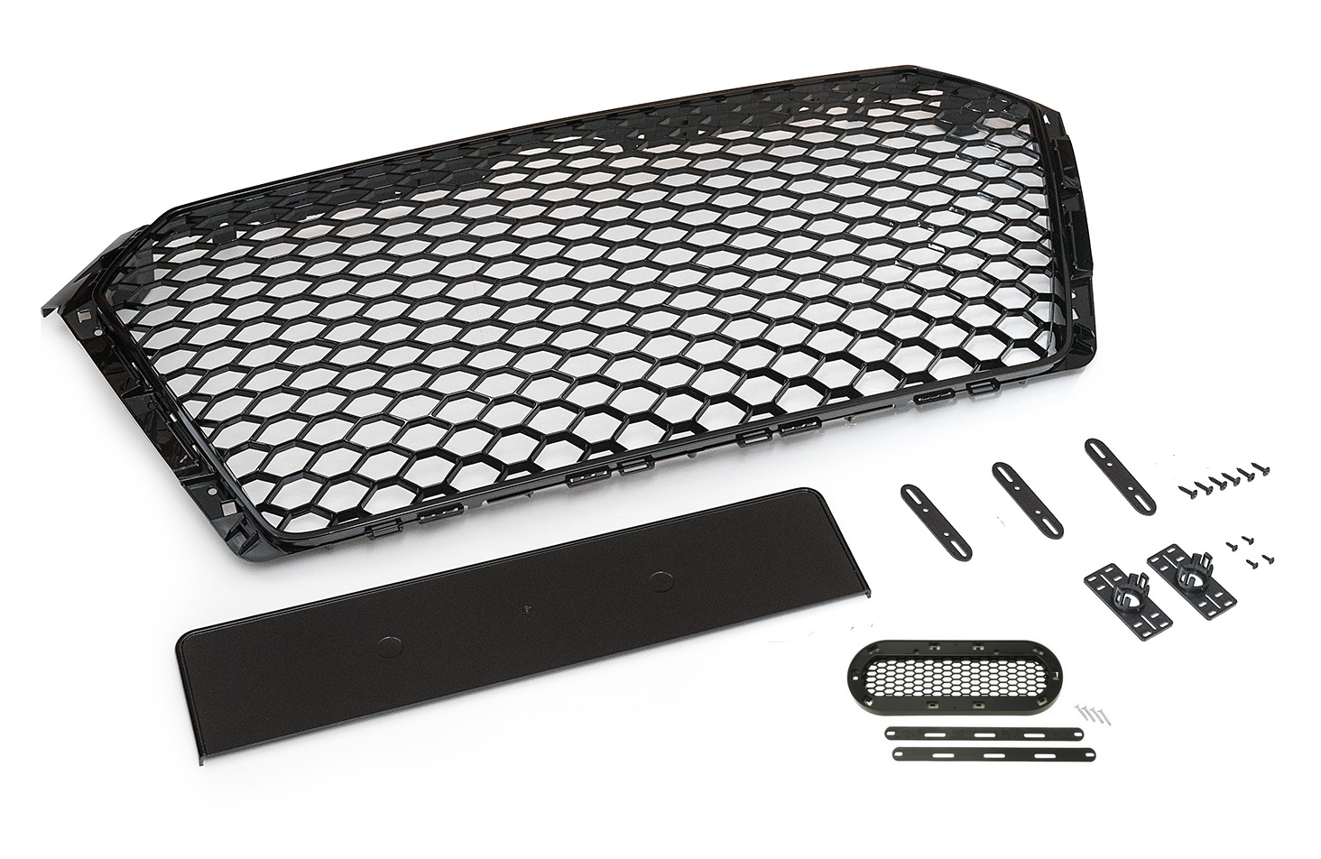 Kühler Grill Wabengrill Front Emblemhalter Schwarz Glanz pas...