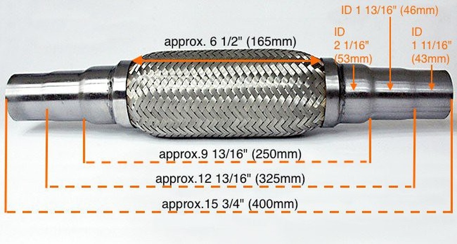 Passend für Honda Uni Flexrohr Flexstück Flammrohr Hosenrohr Auspuff 45x48x55 400MM Passend für Honda Uni Flexrohr Flexstück Flammrohr Hosenrohr Auspuff 45x48x55 400MM