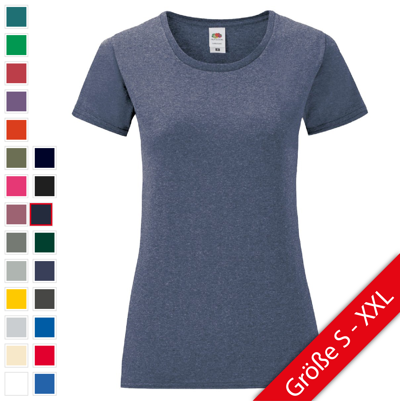 Fruit of the Loom Ladies Iconic T Damen T-Shirt tailiert weicher Griff NEU